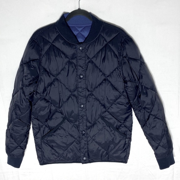 Calvin Klein Other - Calvin Klein Black Blue Reversible Quilted Puffer Zip Front Bomber Jacket S